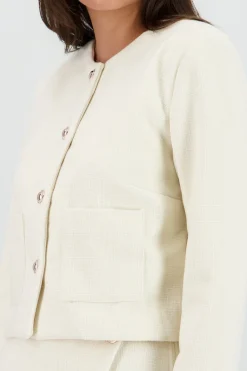 Shasa Short Textured Blazer with Buttons