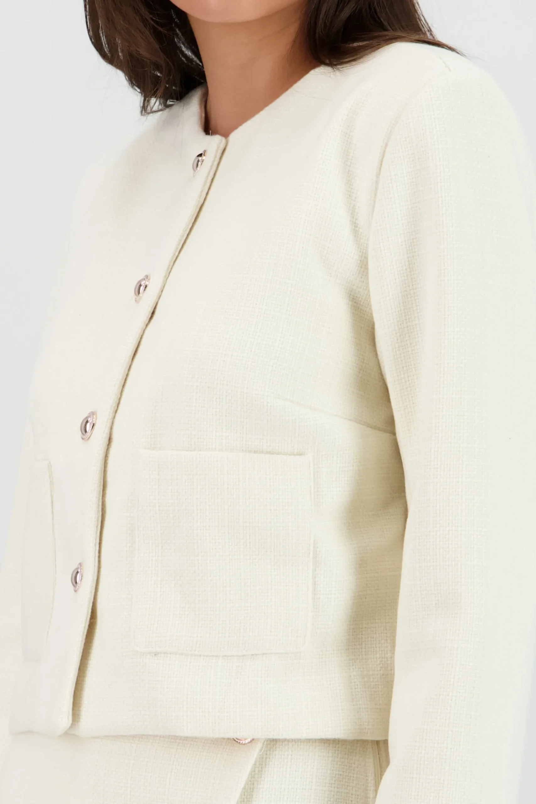 Shasa Short Textured Blazer with Buttons