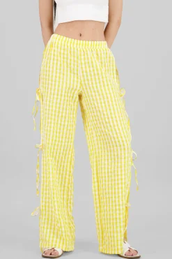 Shasa Side Bows Gingham Pants