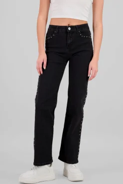 Shasa Side Studs Straight Jeans