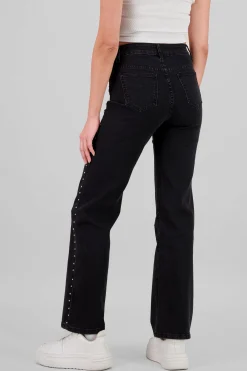 Shasa Side Studs Straight Jeans