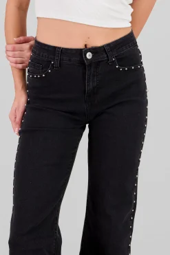 Shasa Side Studs Straight Jeans