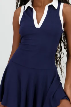 Shasa Skater Mini Dress with Contrast Polo Detail