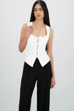 Shasa Sleeveless Blouse with Bows