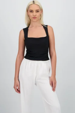 Shasa Sleeveless Cropped Mesh Top