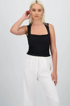Shasa Sleeveless Cropped Mesh Top