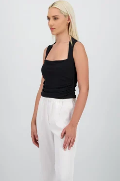 Shasa Sleeveless Cropped Mesh Top