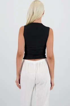 Shasa Sleeveless Cropped Mesh Top