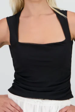 Shasa Sleeveless Cropped Mesh Top