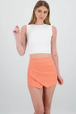 Shasa Sleeveless Cropped Solid Round Neck Top