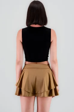 Shasa Sleeveless Cropped Solid Round Neck Top