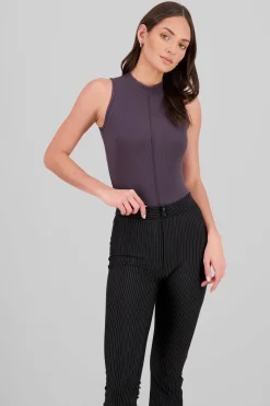 Shasa Sleeveless High Neck Ribbed Bodysuit