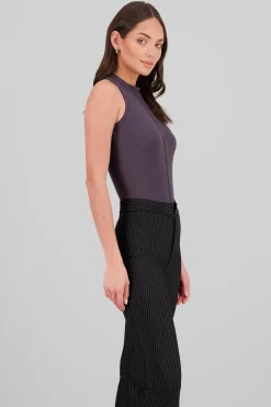 Shasa Sleeveless High Neck Ribbed Bodysuit