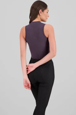 Shasa Sleeveless High Neck Ribbed Bodysuit