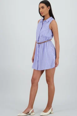 Shasa Sleeveless Mini Shirt Dress