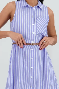 Shasa Sleeveless Mini Shirt Dress