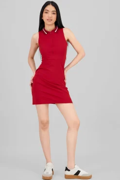 Shasa Sleeveless Polo Neck Mini Dress