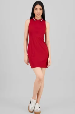 Shasa Sleeveless Polo Neck Mini Dress