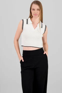 Shasa Sleeveless Polo Neck Top