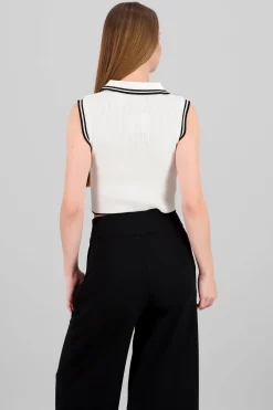 Shasa Sleeveless Polo Neck Top