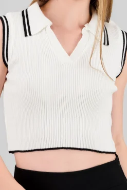 Shasa Sleeveless Polo Neck Top