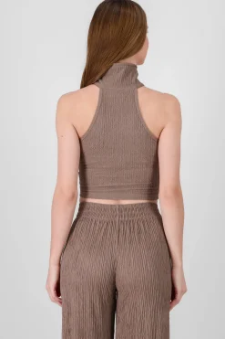 Shasa Sleeveless Polo Neck Top