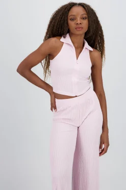 Shasa Sleeveless Polo Neck Top