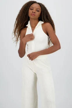 Shasa Sleeveless Polo Neck Top