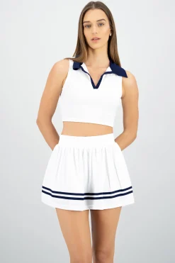 Shasa Sleeveless Polo Neck Top