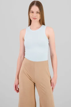 Shasa Sleeveless Ribbed Crew Neck Top