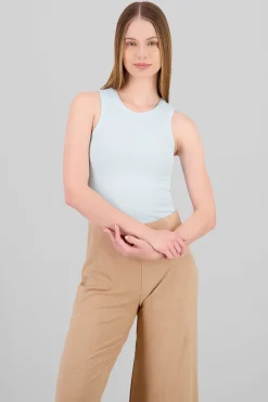 Shasa Sleeveless Ribbed Crew Neck Top
