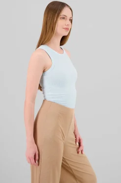 Shasa Sleeveless Ribbed Crew Neck Top