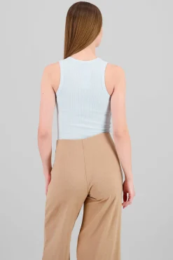 Shasa Sleeveless Ribbed Crew Neck Top