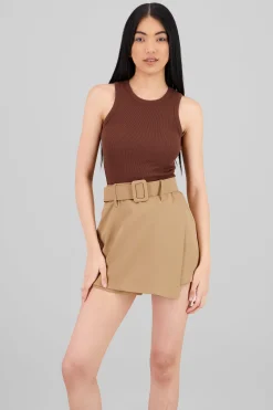 Shasa Sleeveless Ribbed Crew Neck Top
