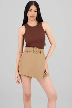 Shasa Sleeveless Ribbed Crew Neck Top