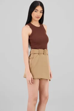 Shasa Sleeveless Ribbed Crew Neck Top