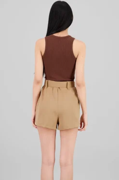 Shasa Sleeveless Ribbed Crew Neck Top