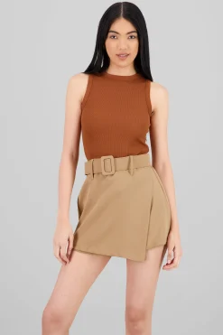 Shasa Sleeveless Ribbed Crew Neck Bodysuit