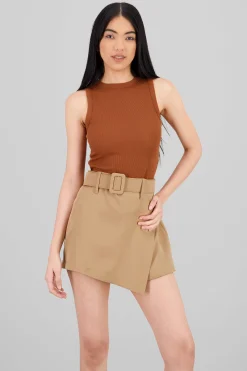 Shasa Sleeveless Ribbed Crew Neck Bodysuit