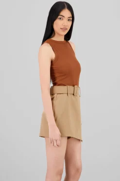 Shasa Sleeveless Ribbed Crew Neck Bodysuit