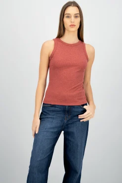 Shasa Sleeveless Ribbed Round Neck Top