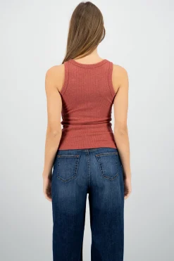 Shasa Sleeveless Ribbed Round Neck Top