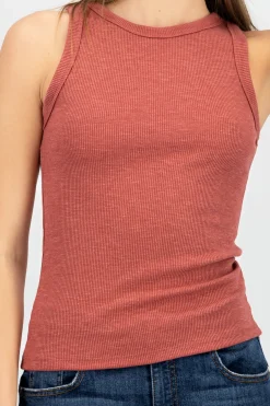 Shasa Sleeveless Ribbed Round Neck Top
