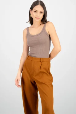 Shasa Sleeveless Round-Neck Ribbed Top