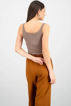 Shasa Sleeveless Round-Neck Ribbed Top