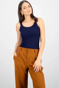 Shasa Sleeveless Round-Neck Ribbed Top