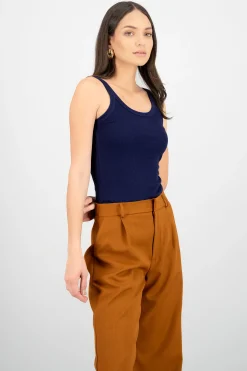 Shasa Sleeveless Round-Neck Ribbed Top