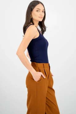 Shasa Sleeveless Round-Neck Ribbed Top