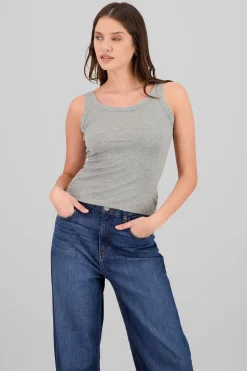 Shasa Sleeveless Round-Neck Ribbed Top