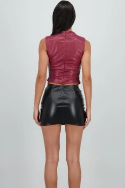 Shasa Sleeveless Ruched Solid Top